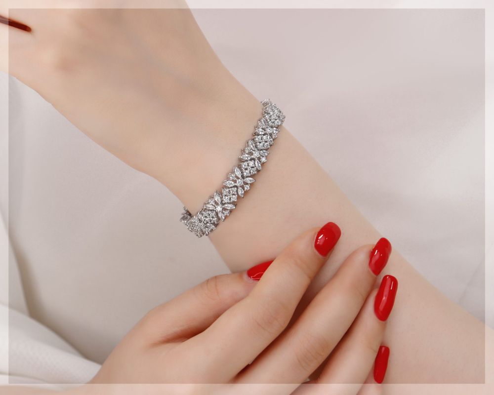 دستبند زنانه نقره حامدی مدل BIL K2 زیبا و شیک طرح تنیسی