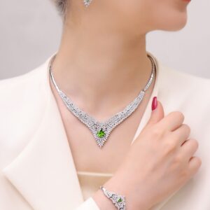سرویس لوکس نقره نگین رنگی زنانه مدل SIL R1