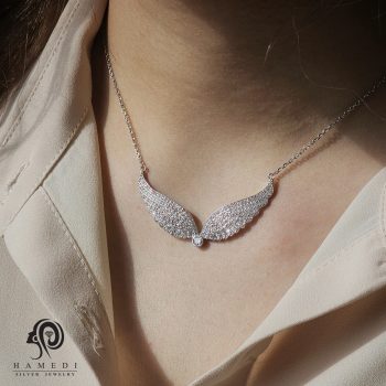 گردنبند نقره زنانه مجلسی طرح بال فرشته مدل KIC B1