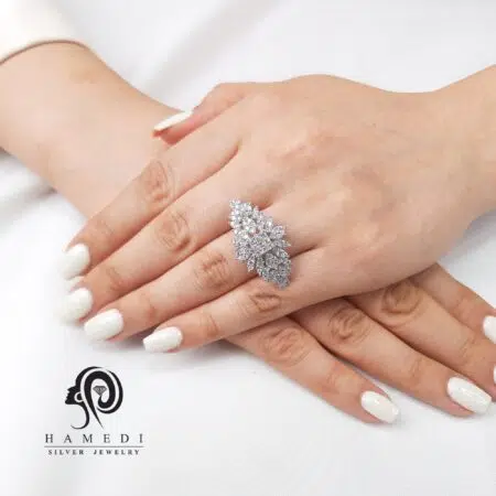 انگشتر نقره زنانه مجلسی کوکتل مدل RI B82