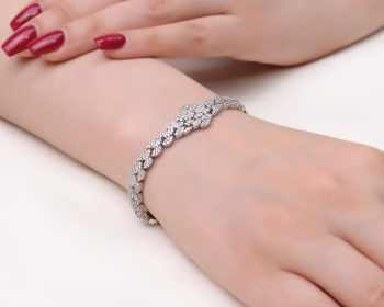 دستبند نقره زنانه طرح جواهری مدل BI B18