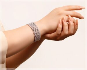 دستبند زنانه پهن نقره طرح جواهری مدل BI B7