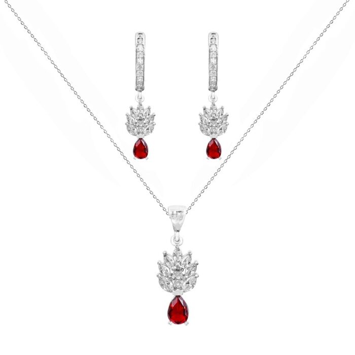 نیم ست جذاب و شیک نقره مجلسی زنانه مدل NI A3 قرمز