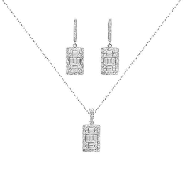 نیم ست ظریف نقره زنانه مدل NI E19