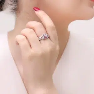 انگشتر نقره زنانه نگین رنگی مجلسی ظریف مدل RE E41