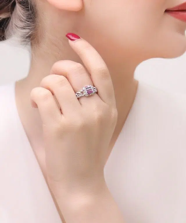 انگشتر نقره زنانه نگین رنگی مجلسی ظریف مدل RE E41