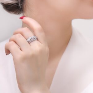 انگشتر نقره زنانه حلقه جواهری مدل RE S20