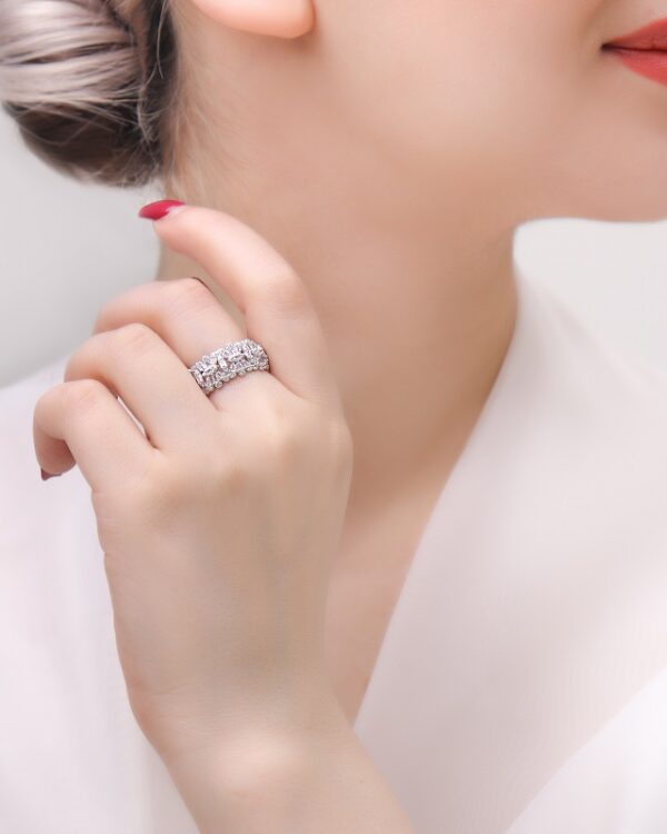 انگشتر نقره زنانه حلقه جواهری مدل RE S20