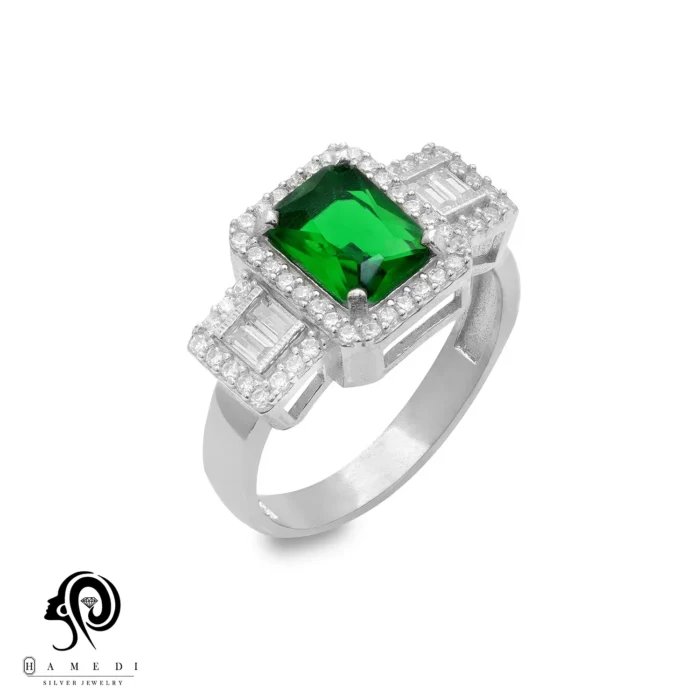 انگشتر نقره زنانه نگین رنگی مجلسی مدل RI R25