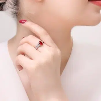 انگشتر نقره زنانه تک نگین رنگی ظریف مدل RI R97