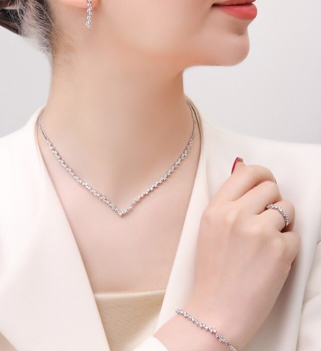 سرویس نقره زنانه جواهری مجلسی ظریف مدل SI B1