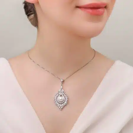 مدال زنانه مروارید خور نقره جواهری مدل MI Y2