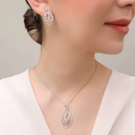 نیم ست زنانه نقره طرح گل جدید مدل NE A7
