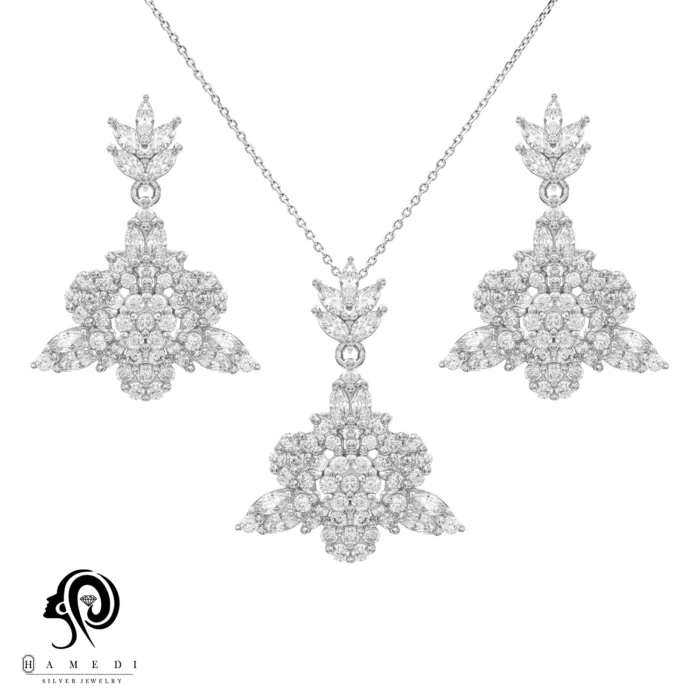 نیم ست ساده و مجلسی نقره زنانه مدل NI F2
