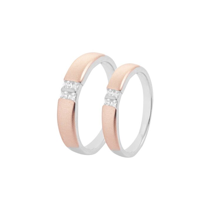 انگشتر ست زنانه و مردانه نقره رزگلد مدل RE P5 X