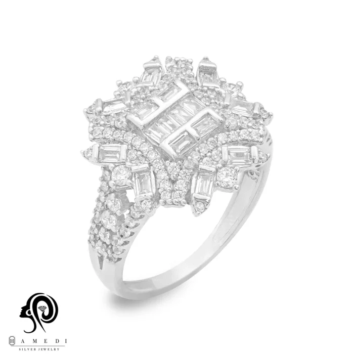 انگشتر نقره زنانه مجلسی جواهری مدل RI E20