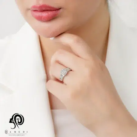 انگشتر نقره زنانه مجلسی ظریف مدل RIL E5