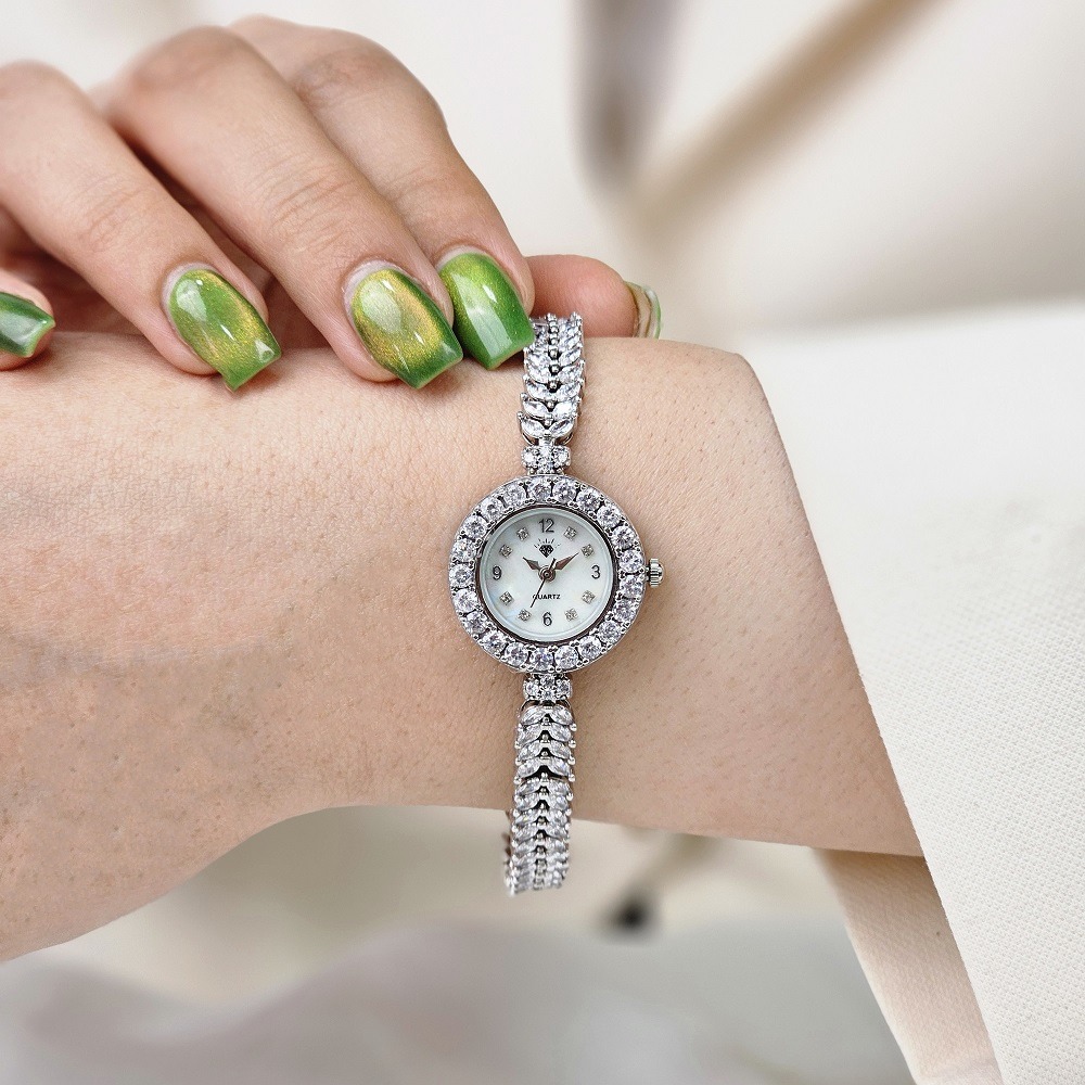 ست ساعت و دستبند نقره زنانه طرح خوشه گندمی