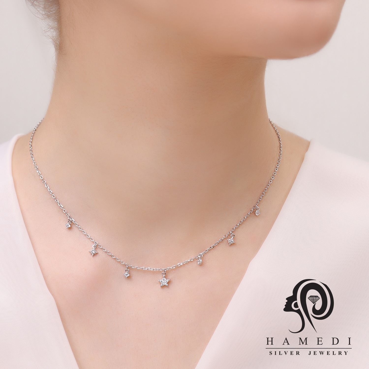 گردنبند نقره زنانه طرح ستاره مدل KEC B21