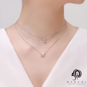 گردنبند نقره زنانه طرح گل مدل KEC S7