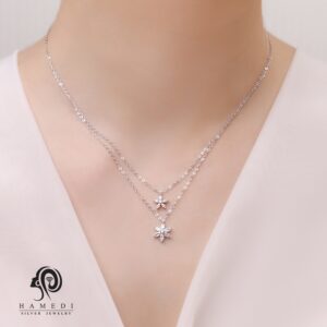 گردنبند نقره زنانه طرح گل مدل KEC K2