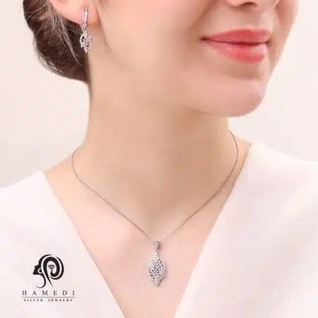 نیم ست نقره زنانه مجلسی ظریف مدل NI B38