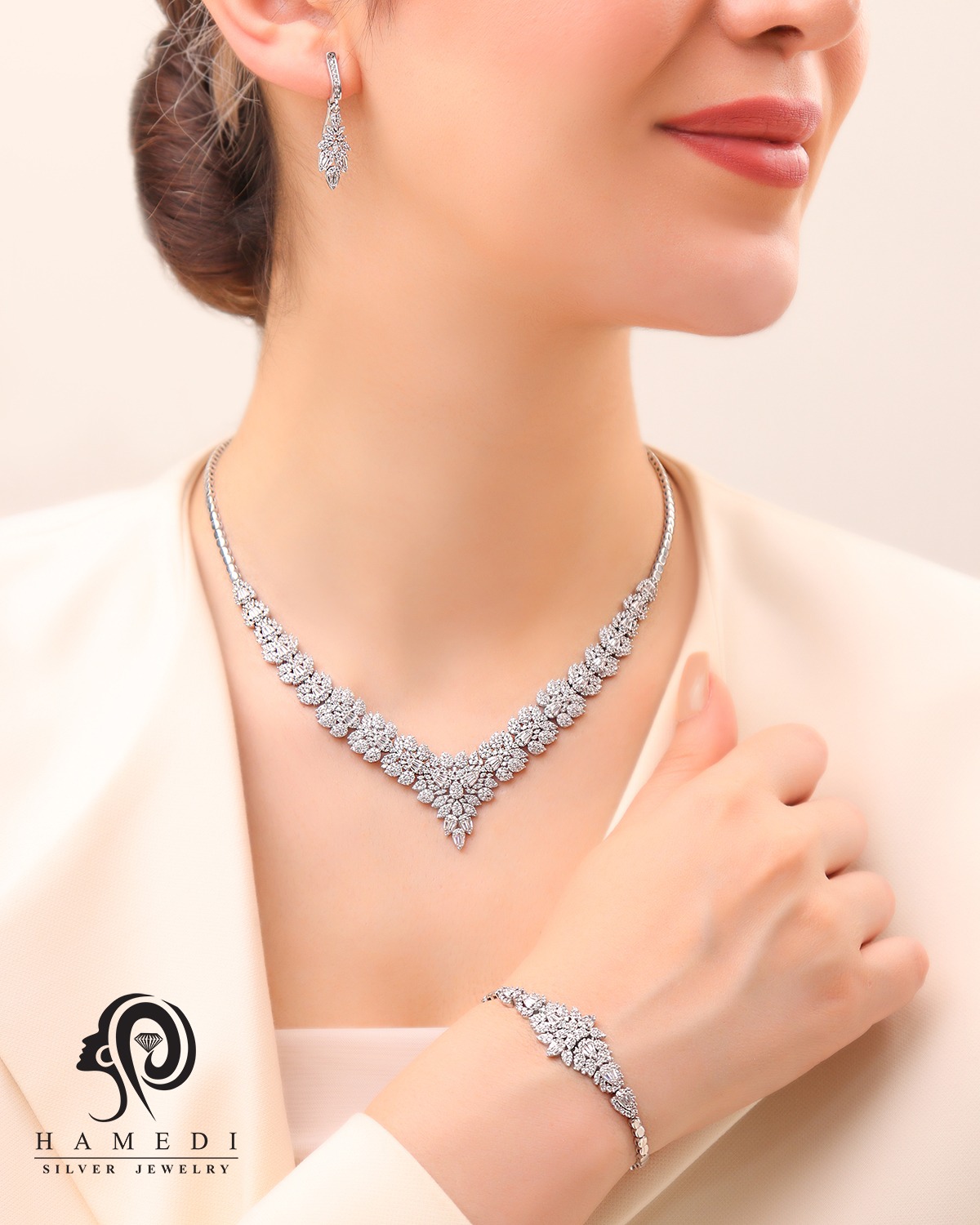 سرویس نقره زنانه جواهری مجلسی مدل SI S4