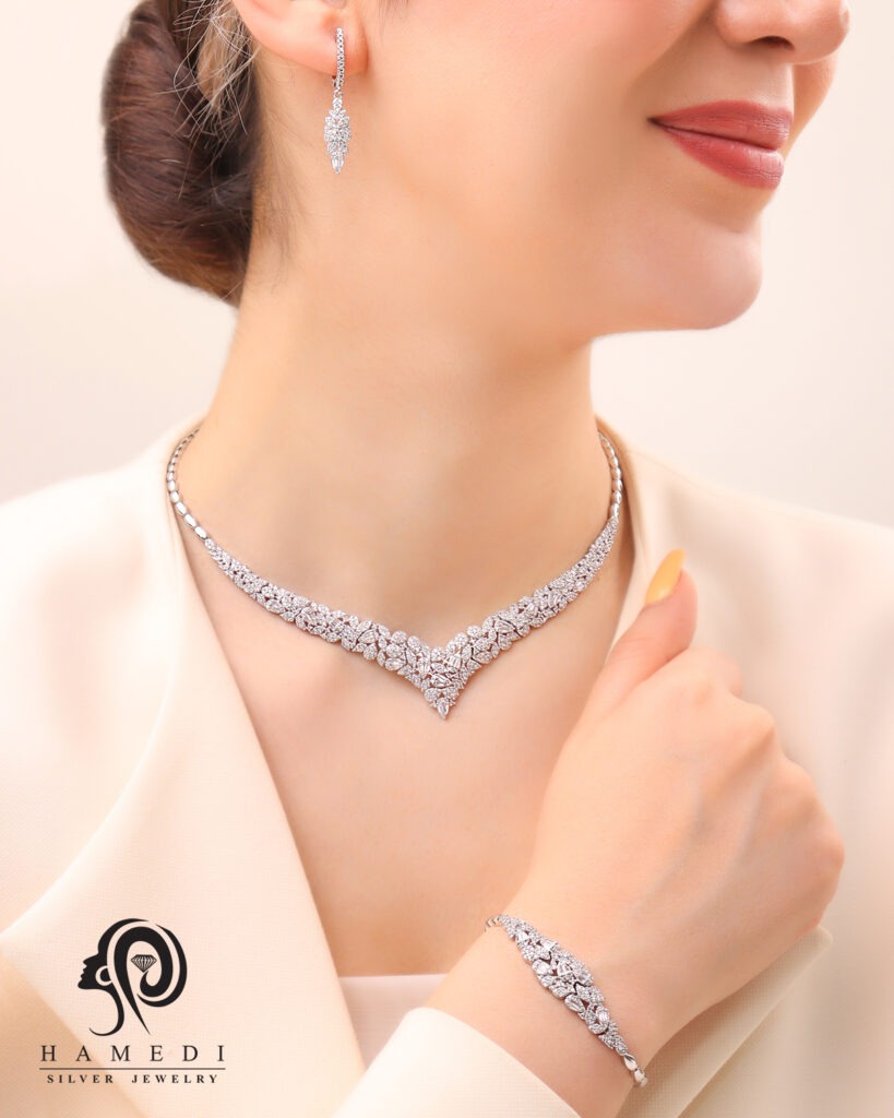 سرویس نقره زنانه جواهری مجلسی مدل SI S5