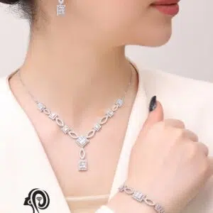 سرویس نقره زنانه امرالدکات جواهری مدل SIC E3