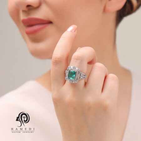 انگشتر نقره زنانه نگین رنگی مدل RI R57 - 2