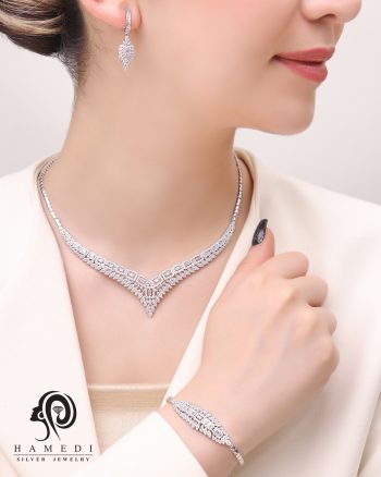 سرویس نقره زنانه مجلسی جواهری مدل SI E11