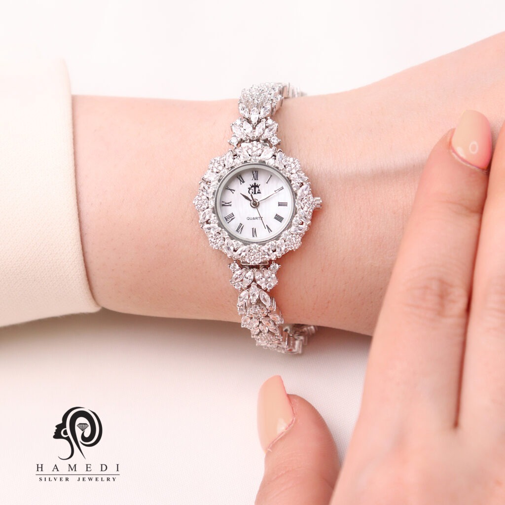 ساعت نقره زنانه مجلسی جواهری مدل WI F5 F1