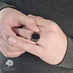 انگشتر نقره مردانه نگین سیاه شیک مدل REM R98