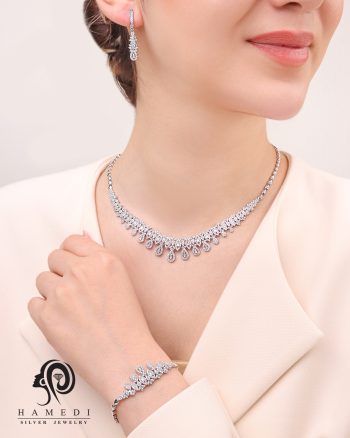 سرویس زنانه نقره جواهری مجلسی مدل SI S7