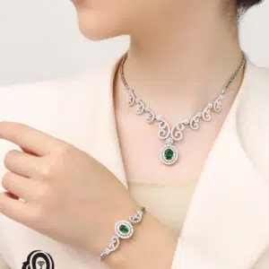 سرویس نقره زنانه نگین رنگی مجلسی مدل SI R2