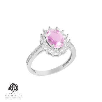 انگشتر نقره زنانه نگین رنگی مدل RI R136