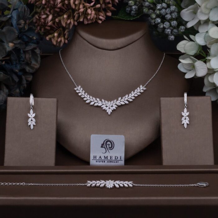 سرویس نقره زنانه زنجیری ظریف مدل SIC B11