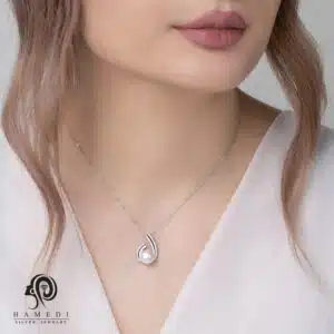 مدال نقره زنانه مروارید دار مدل ME Y5