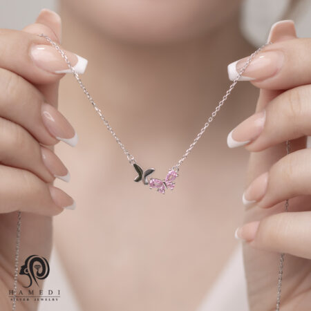 گردنبند نقره زنانه طرح پروانه مدل KEC A14