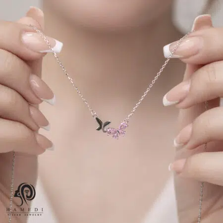 گردنبند نقره زنانه طرح پروانه مدل KEC A14