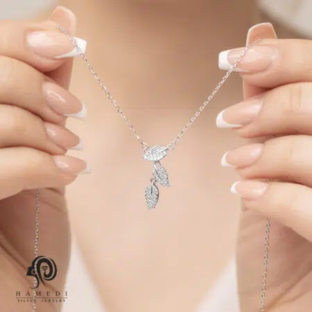 گردنبند نقره زنانه طرح برگ مدل KEC B64