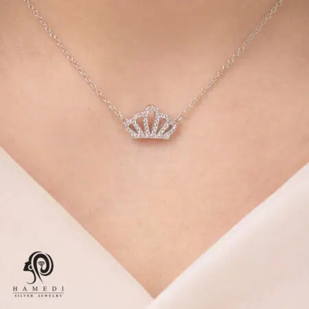 گردنبند نقره زنانه طرح تاج مدل KEC B67