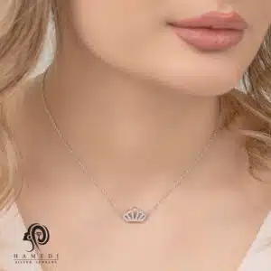 گردنبند نقره زنانه طرح تاج مدل KEC B67