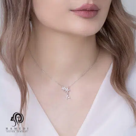گردنبند نقره زنانه طرح گل مدل KEC K7