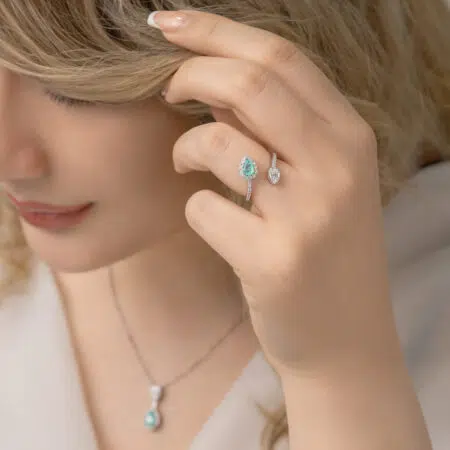 نیم ست نقره زنانه با سنگ دابلت مدل NE R14