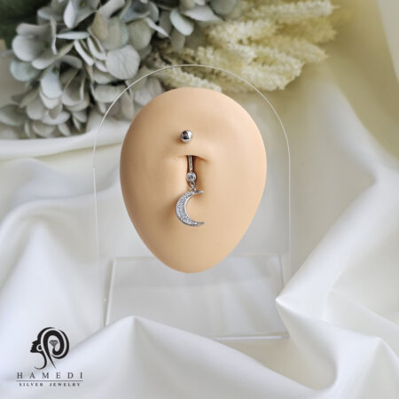 پیرسینگ ناف نقره زنانه طرح ماه مدل PE B10