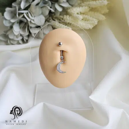 پیرسینگ ناف نقره زنانه طرح ماه مدل PE B10