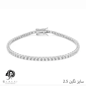 دستبند تنیسی نقره زنانه سایز نگین 2.5 مدل BE R14