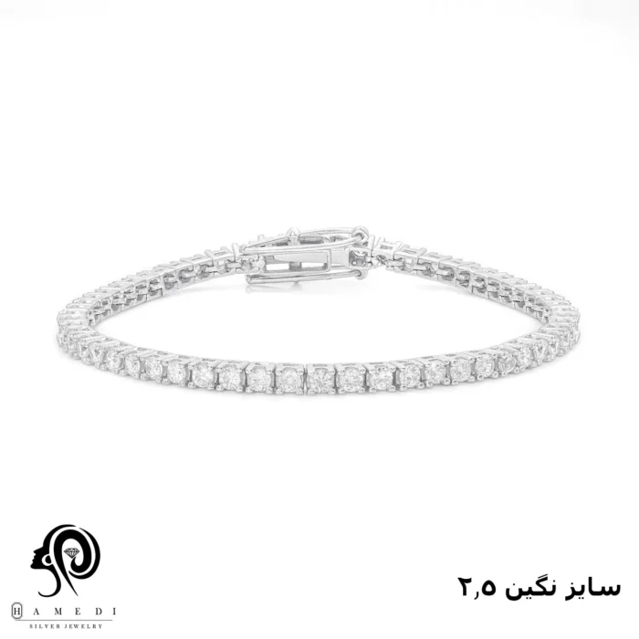 دستبند نقره زنانه تنیسی سایز نگین 2.5 مدل BI R14