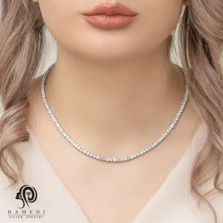 گردنبند نقره زنانه تنیسی سایز نگین 3 مدل KE B1